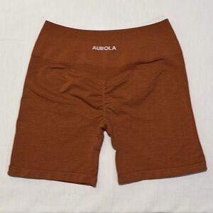 AUROLA Seamless Biker Shorts Burnt Orange High Waist Gym Yoga Athleisure